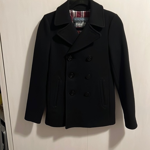Gently used TNA black wool pea coat size XXS - Picture 1 of 11
